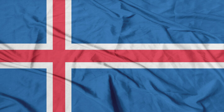 Iceland Flag Air Waves Close Up
