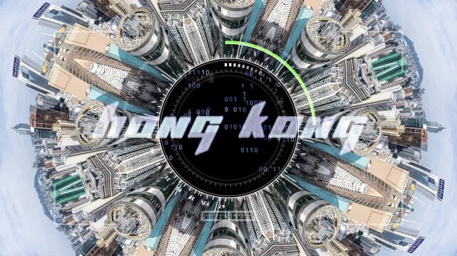hong kong skyline abstract hypnotic pattern