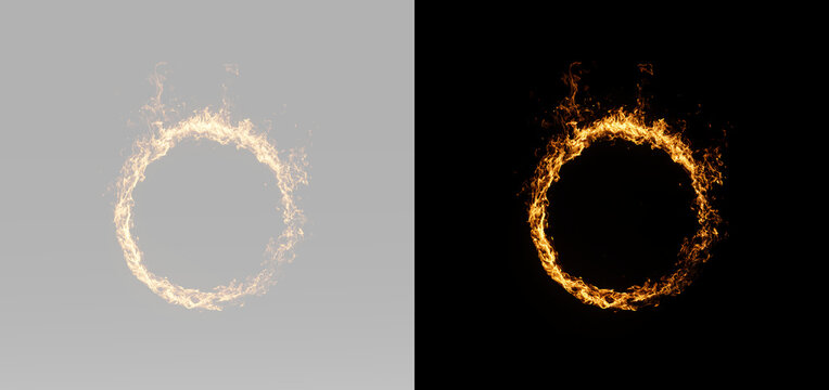  Fiery burning ring with glowing flame circle isolated transparent overlay png for game effects fantasy and action scenes