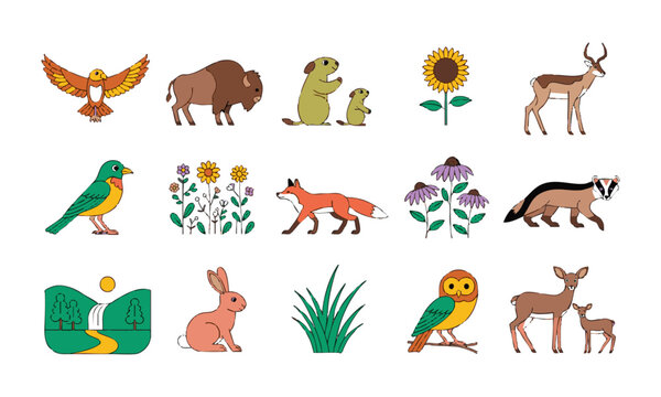 Prairie Wildlife Flat Nature Collection.