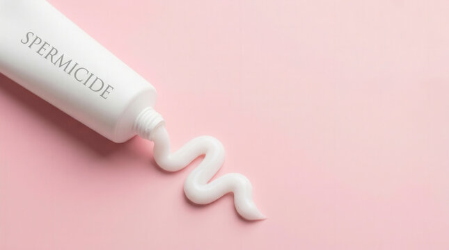 Spermicide gel tube with white gel squeezed out, family planning and contraception