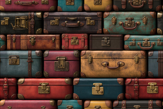 Seamless 2.5D Vintage Suitcase Pattern
