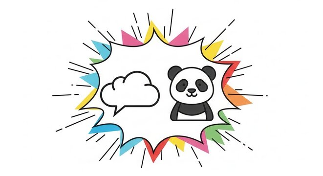 happy panda cartoon with speech bubble