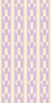 Aesthetic Y2K gradient hearts background, seamless pastel purple and beige vertical stripes pattern