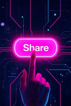 Tap to Share: Glowing Pink Button for Instant Social Connection & Digital Networking
