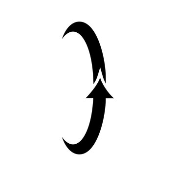 Vertical circular arrow icon pointing up for page scroll or refresh action isolated on simple transparent background layout.