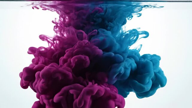 Colorful ink mixing in water creates interesting shapes and patterns