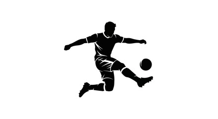 Fototapeta premium Soccer Player Kicking Ball Professional Athlete Silhouette Vector