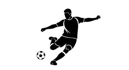 Fototapeta premium Vector Silhouette of Soccer Player Kicking Football