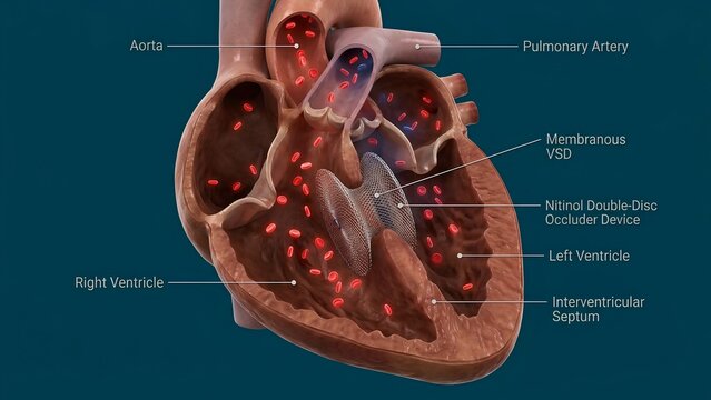 Nitinol Double-Disc Occluder Device for Membranous Ventricular Septal Defect Repair