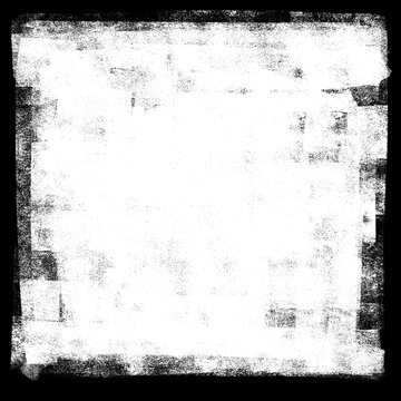 Border frame designed with square rough brush stroke texture as abstract distress background layout. Hand drawn layered paint edge element for banner photo decoration clip art.