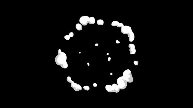 Puff smoke dust explosion blast animation in 4k, realistic fire shockwave stream jet alpha channel loop chroma key flash cartoon comic vfx for video motion graphics and special effects pack