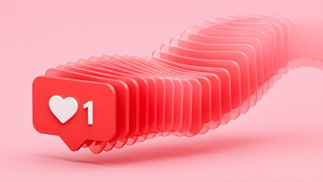 Social media like notification icons illustrating online engagement digital marketing popularity and audience interaction