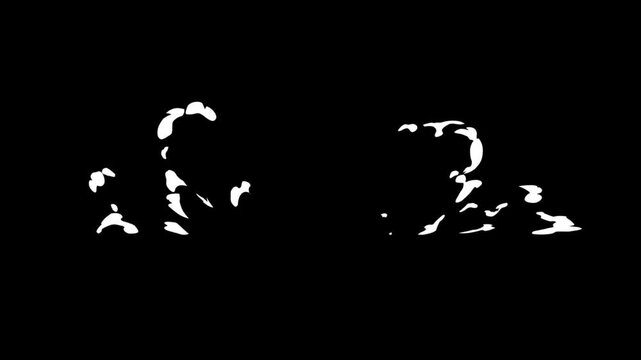 2D FX cartoon smoke elements animation pack, 4K resolution hand-drawn explosion puff blast effects, alpha channel included for motion graphics projects
