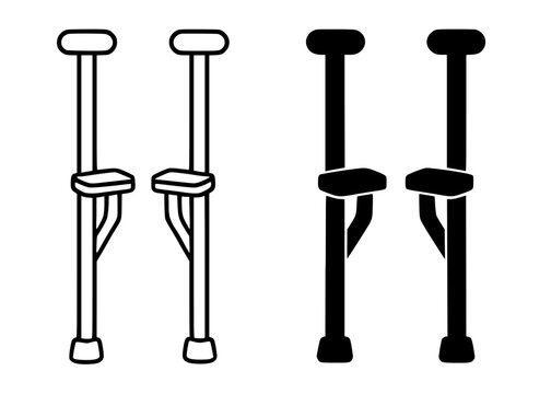 Minimalist stilts icons in outline and solid (filled) styles for UI UX app design