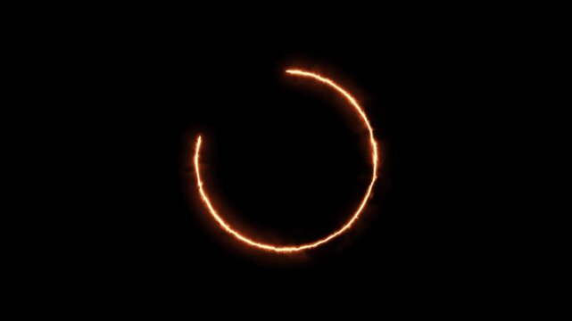 Glowing orange fire effect circular loading spinner animation circle progress