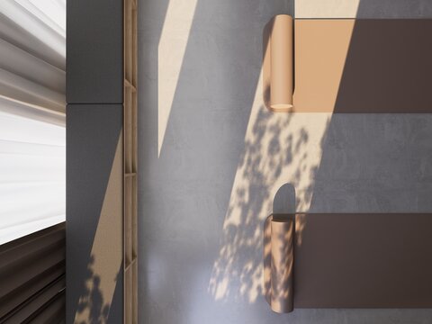 Empty yoga studio with rolled yoga mats and soft natural light