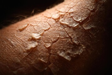 Closeup of Dry Skin with Cracks and Flakes in Dim Light © NFTNexus