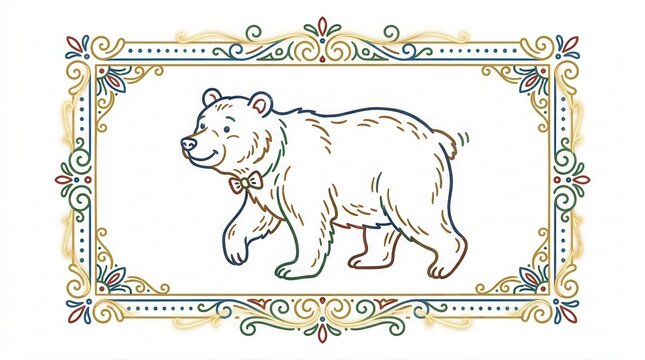 polar bear walking in ornate frame