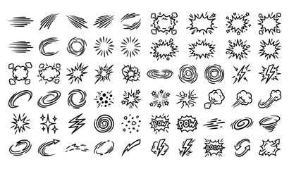 Cartoon Motion Lines and Comic Explosion Effects Vector Collection © Romjan 