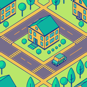 pattern, houses, roofs, streets, architecture, vector, graphics, lines, intersections, structure, view, seamless pattern, print, wallpaper, textured ornament, symmetry, geometry, city, neighborhoods