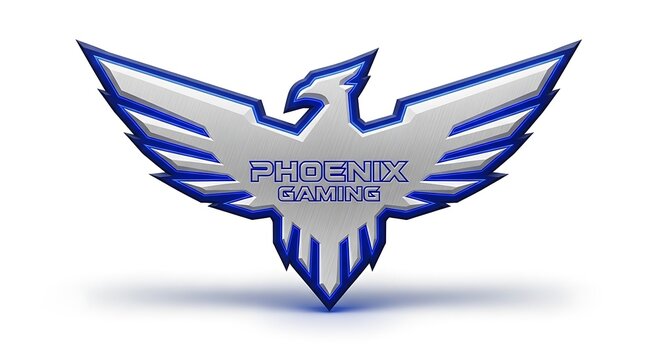 Silver phoenix bird logo for gaming team