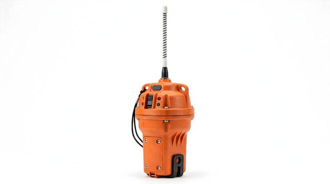 Orange emergency locator beacon isolated on white background