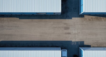 Aerial View of Storage Units - Straight Path, Minimalist Design, Neutral Colors © Holo Frame