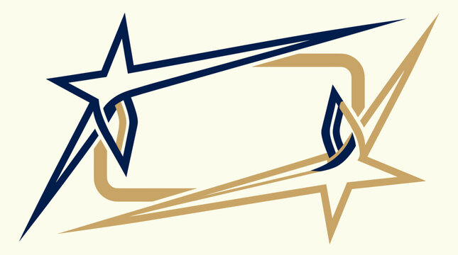 Blue and gold angular star frame border.