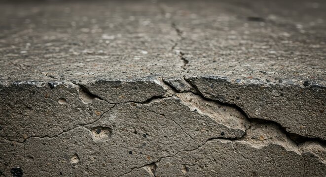 Extreme close-up of a severely abrasive, weathered concrete surface showing deep cracks, rough grit, and intense aging effects ,extreme ,brittle ,pattern