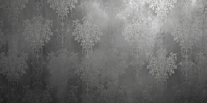 Textured Silver Wallpaper with Floral Pattern Design