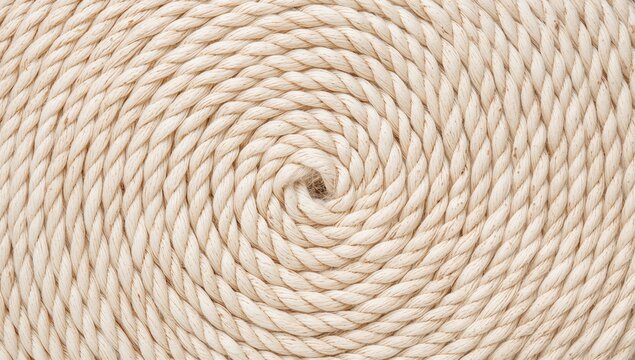 Textured Spiral of Natural Twisted Rope Isolated on White Background