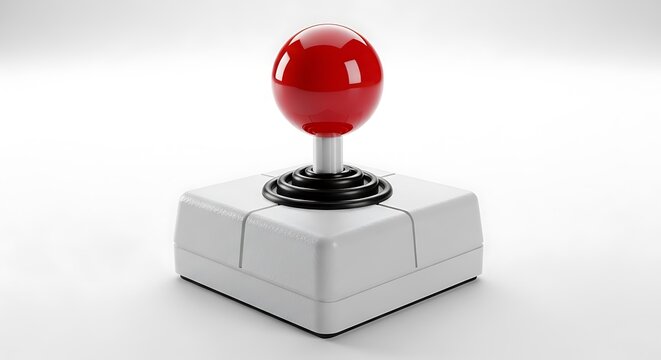 Classic red and white arcade joystick controller