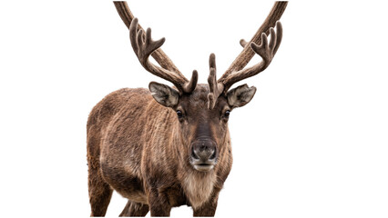A majestic reindeer stands gracefully, showcasing its impressive antlers and thick fur, a symbol of the wild arctic landscape and its resilient wildlife © ATIQULISLAM