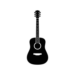 Fototapeta premium Acoustic Guitar Silhouette Vector Illustration Isolated on White