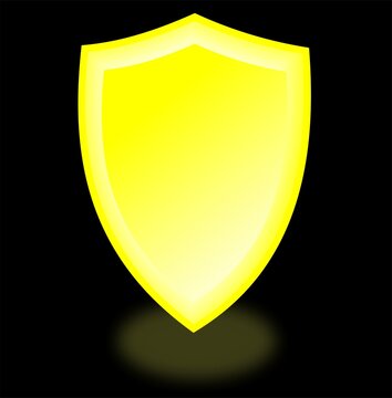 Glowing yellow shield vector icon. Vector illustration.