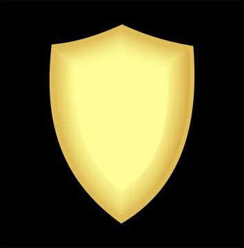 Glowing gold shield vector icon. Vector illustration.