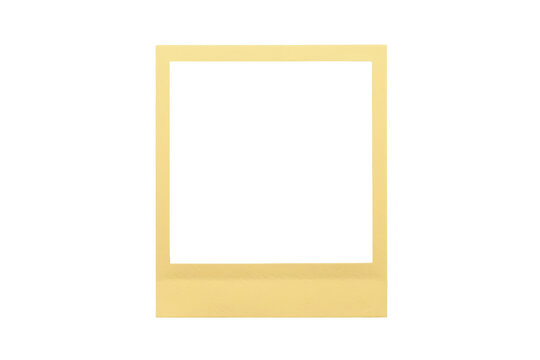 Vintage instant camera frame creating a retro mockup or template, beige photo border with transparent background