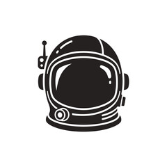 Fototapeta premium Black Astronaut Helmet Vector Illustration Icon Isolated on White