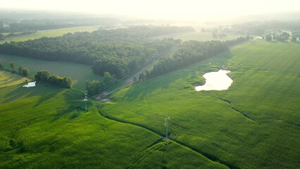 Beautiful Morning Sunrise Across Tennessee farmland and pastures in Rural America © Steve Tanner Stock