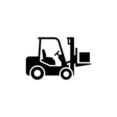 Naklejka premium Black Forklift Silhouette Vector Illustration for Logistics Icon