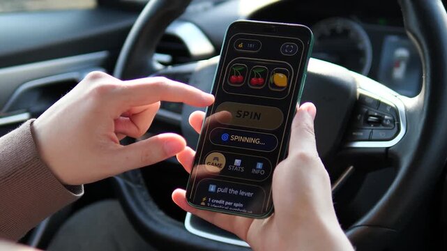 Mobile slot gameplay shows repeated spins and a small reward, reflecting behavioral design, microtransactions, online casino trends and the psychology of instant gratification.