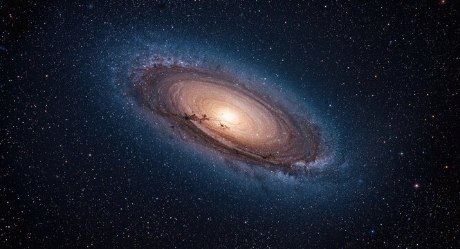 Spiral Galaxy Against a Starry Sky in Deep Space