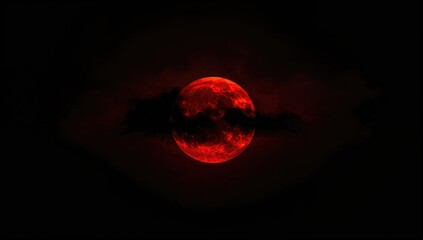 Red Moon Surrounded by Dark Clouds at Night ©  AugmentArt