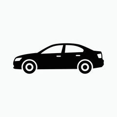 Naklejka premium Sedan car silhouette vector illustration isolated on white background.