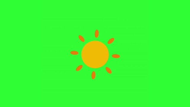 Animated rotating sun icon for weather, summer, education, and nature themed motion graphics.
