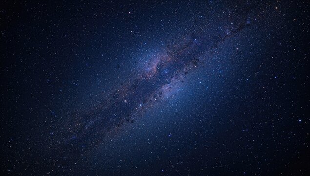 Galaxy Spiral in Starry Night Sky with Deep Blue Tones