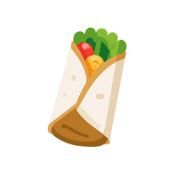 Beef Shawarma, simple flat 2D artwork with minimal details, isolated on a white background.