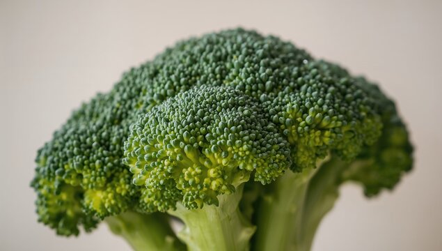 Fresh Broccoli Closeup Isolated on Neutral Background