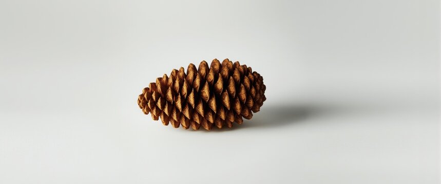 Pine Cone Isolated on White with Natural Shadows
